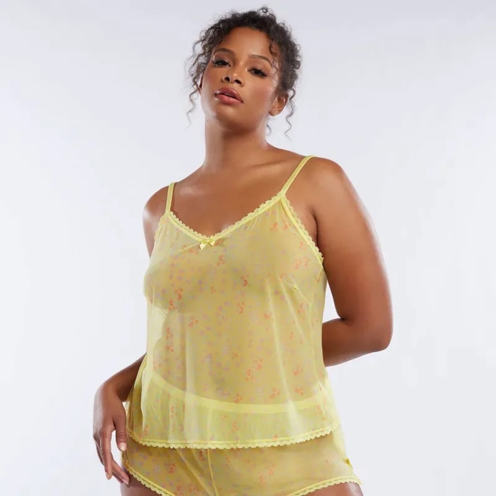 Savage x fenty sheer yellow cami set 3x